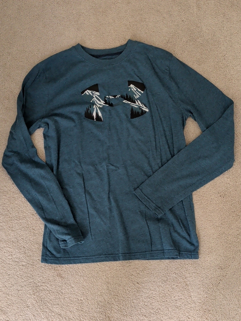 Under Armour Teal Long Sleeve Tee with Mountain Logo